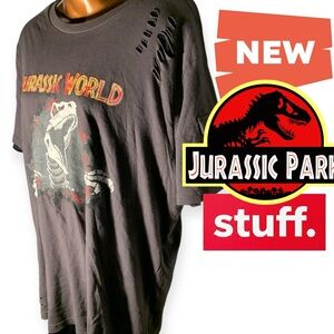 Jurassic Park Black and Gray Graphic Tee
